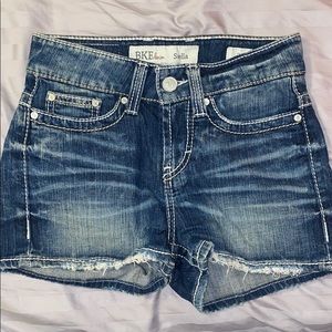 BKE Buckle denim high-rise shorts